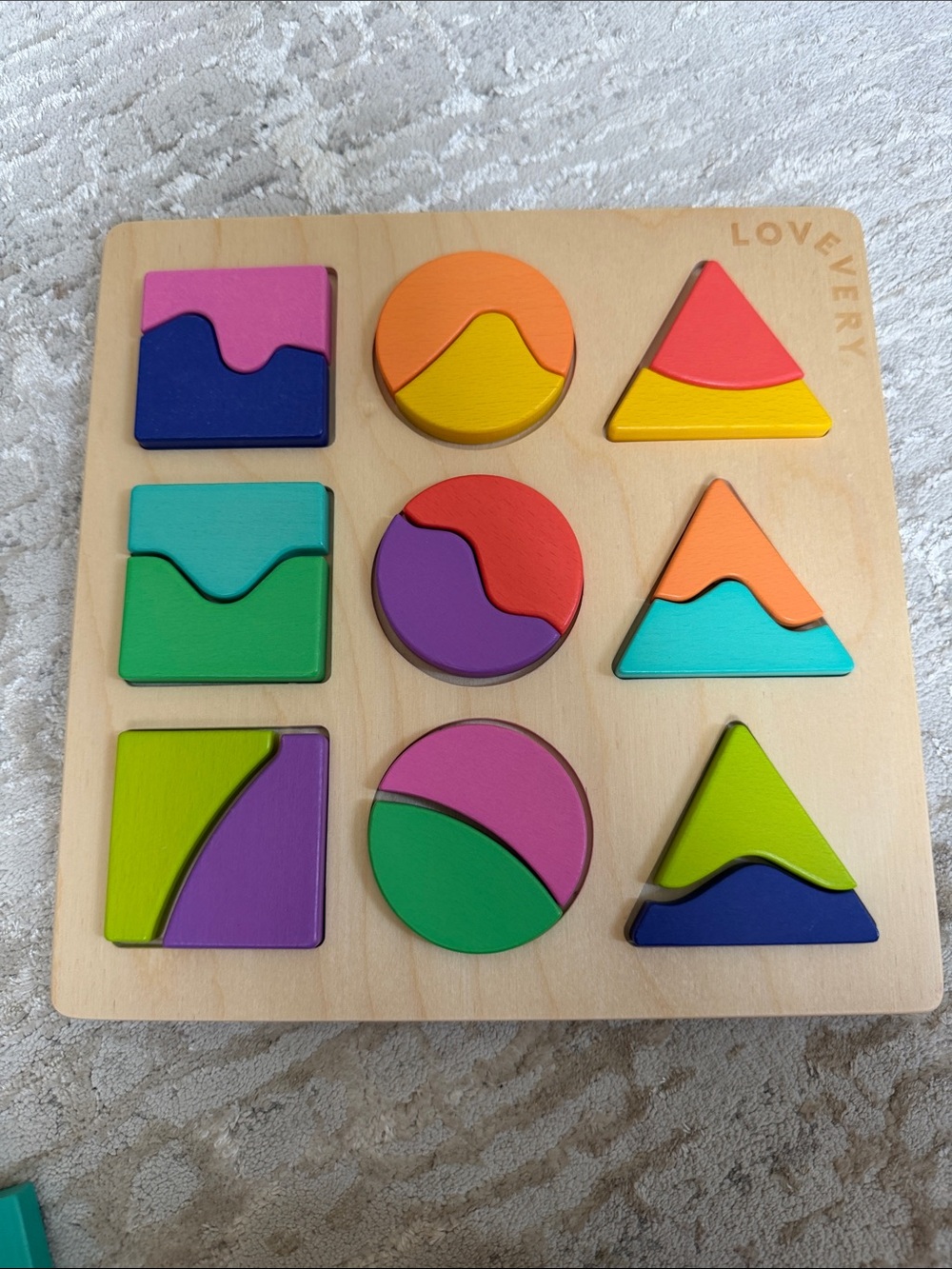 LOVEVERY  Wooden Shape Puzzle - Multicolor